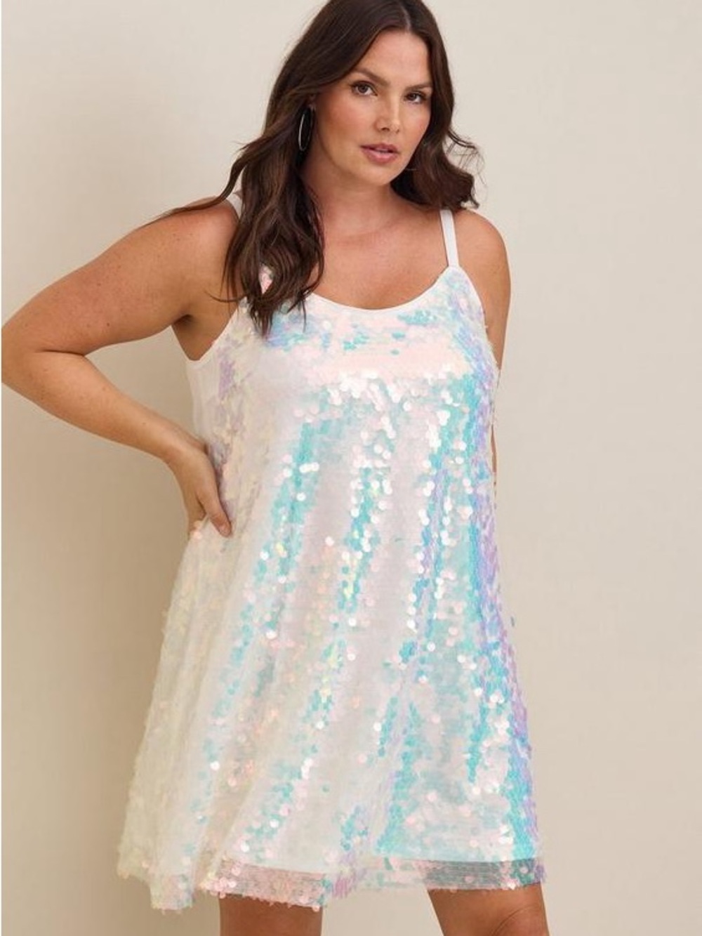 Torrid Iridescent Sequin Slip Dress - Pastel Rainbow - Picture 2 of 2